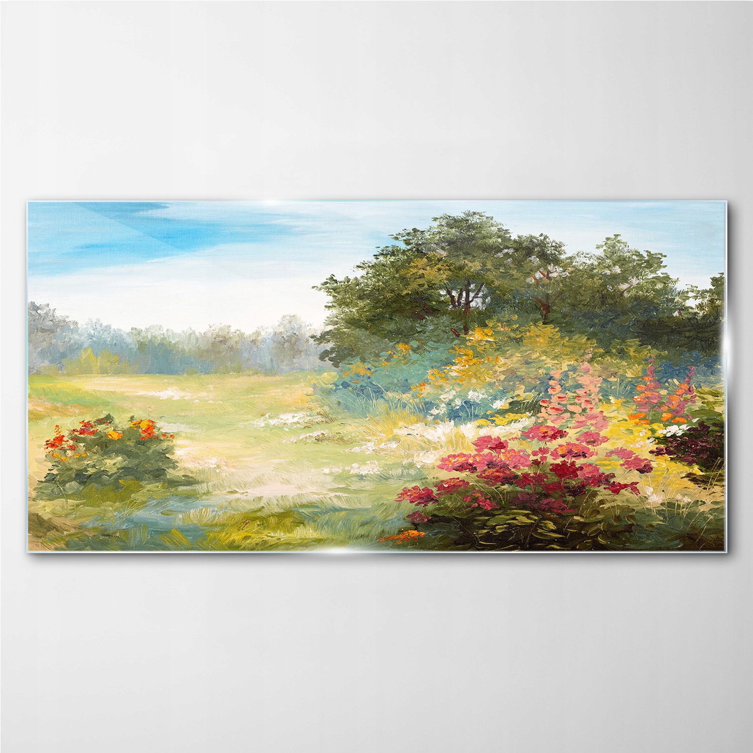 

Foto-obraz szklany Las kwiaty krajobraz 140x70 cm