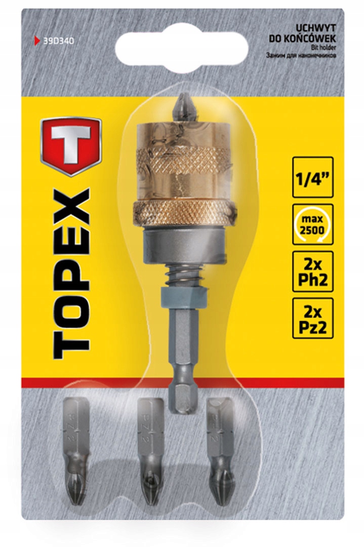 TOPEX Uchwyt do końcówek, 1/4", 65 mm, 5 szt. Liczba elementów zestawy