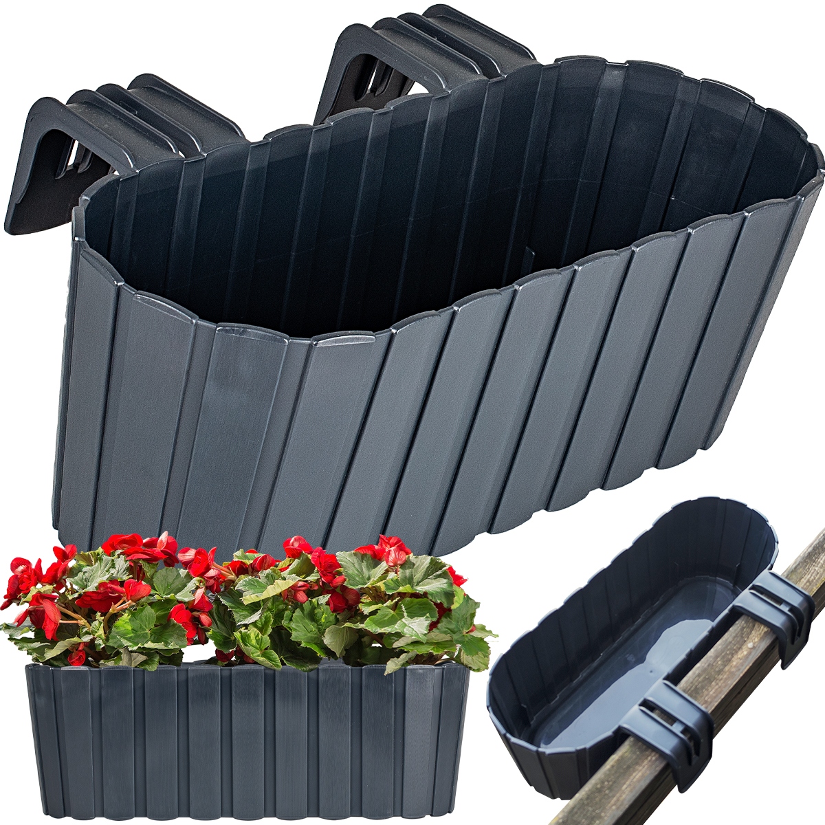 

Doniczka Donica Orgodowa Balkon Antracyt Skrzynka