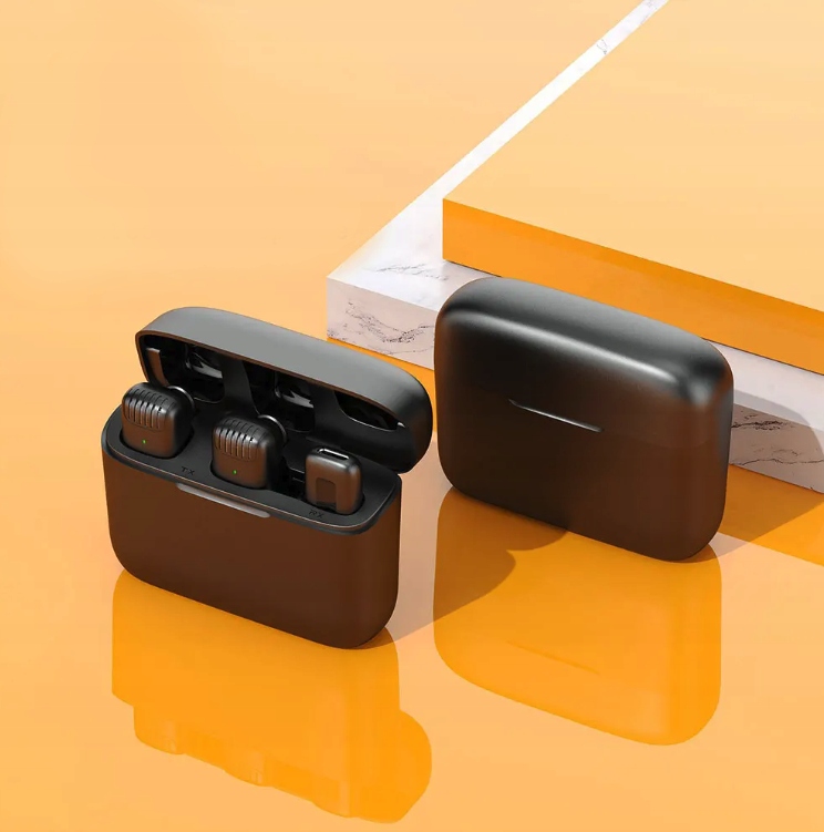 DWA MIKROFONY BEZPRZEWODOWE KRAWATOWY POWERBANK USB C ANDROID IOS LIVE VLOG Stan opakowania oryginalne