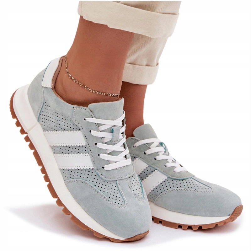 Dámské Tenisky Z Přírodního Semiše, Módní, Mátové, Velikost 37