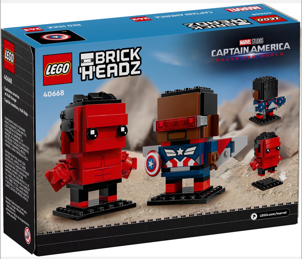 Lego BrickHeadz 40668 Figurky Kapitána Ameriky a Červeného Hulka
