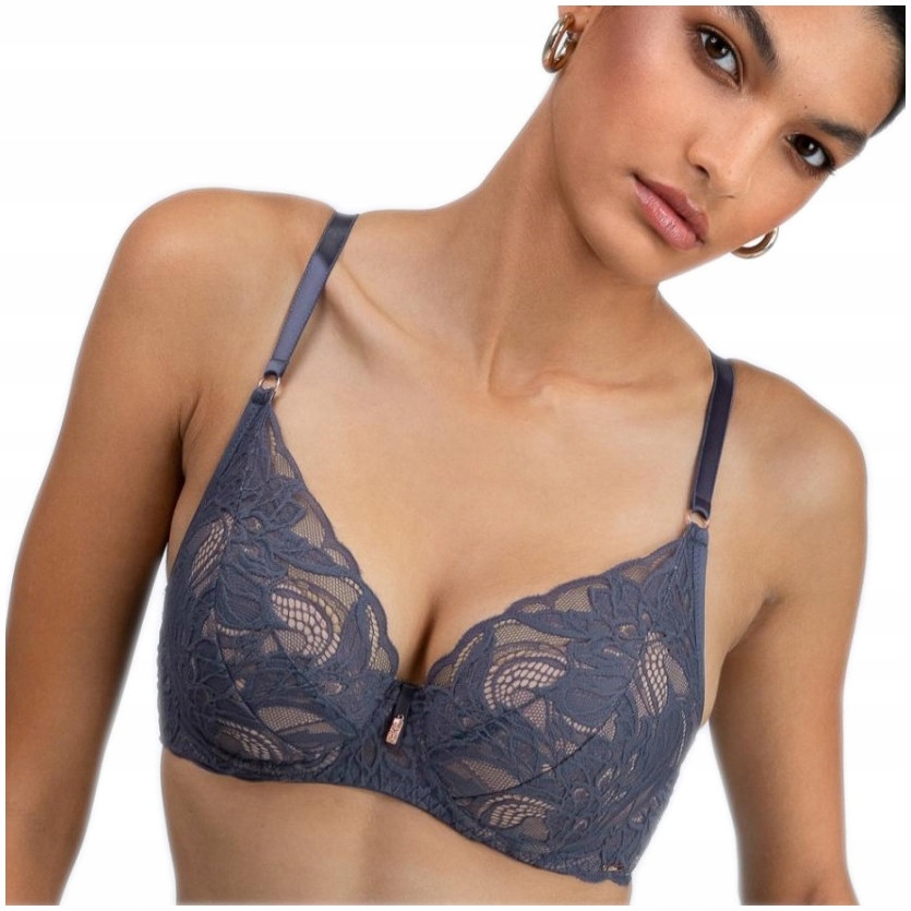 70F * Biustonosz Alles Luce Viola push-up koronkowy grafitowy