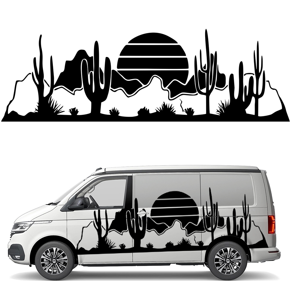 Nalepka Grafika na karavan přívěs Poušť Kaktus Desert Western 90x280