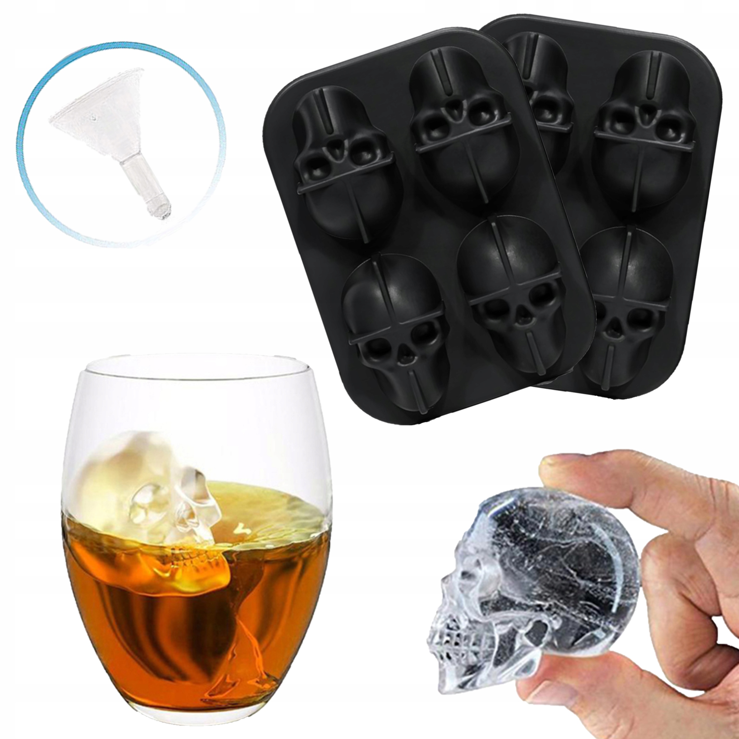 

Silikonowa Forma do Kostek lodu 4 Czaszki 3D Lejek