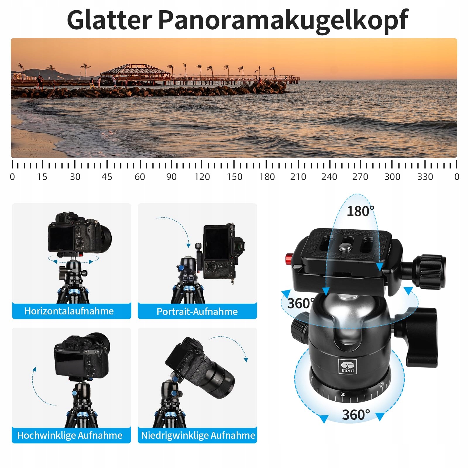 SIRUI AM-223 Statyw Węglowy Mini Kompaktowy Z Głowicą 360° Dla DSLR — miniatura 7