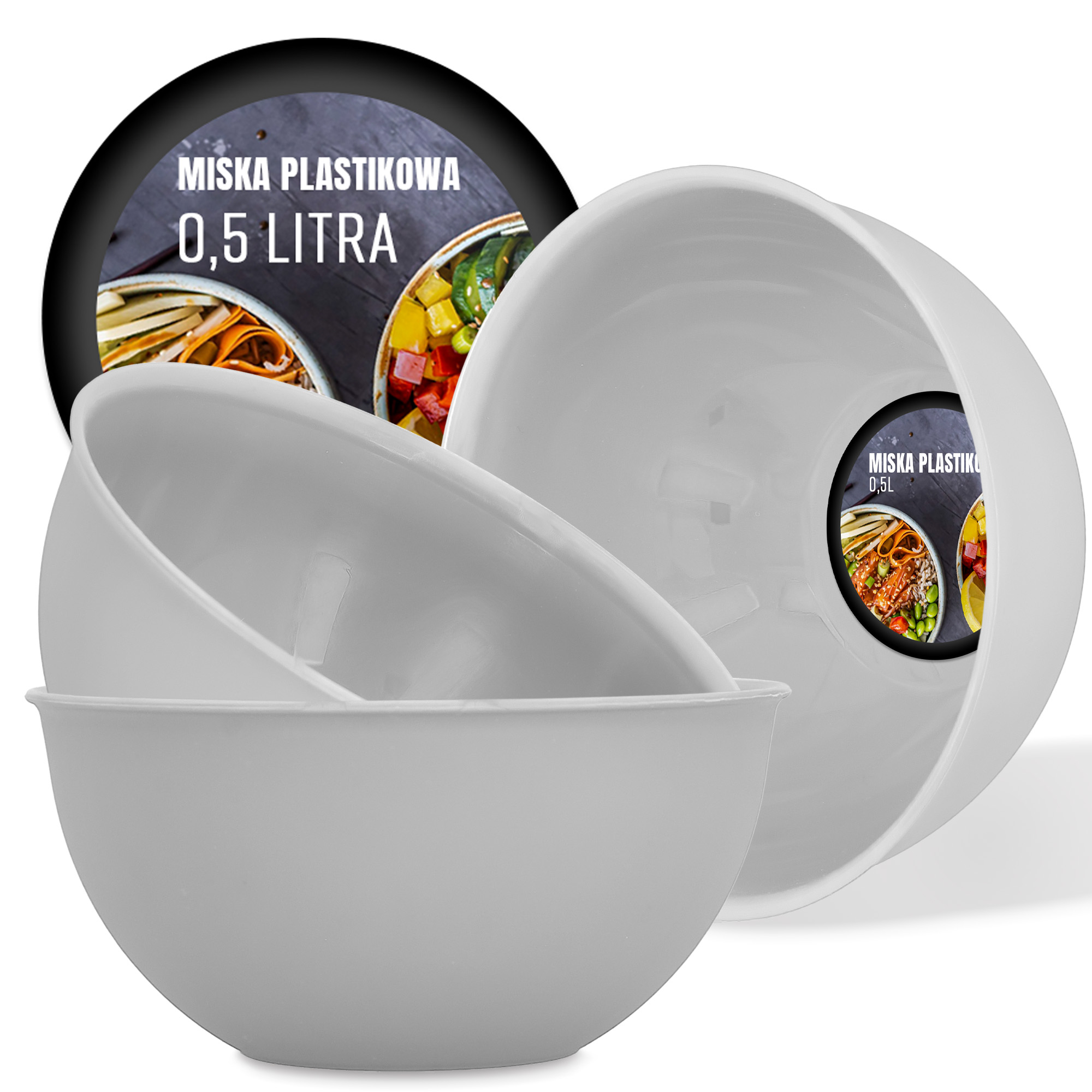 

Miska Plastikowa Kuchenna Salaterka 500 ml Szara