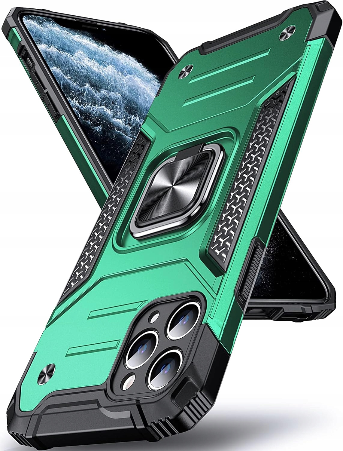 Etui Ochronne Armor Ring iPhone 12 12 Pro Pancerne Zielony