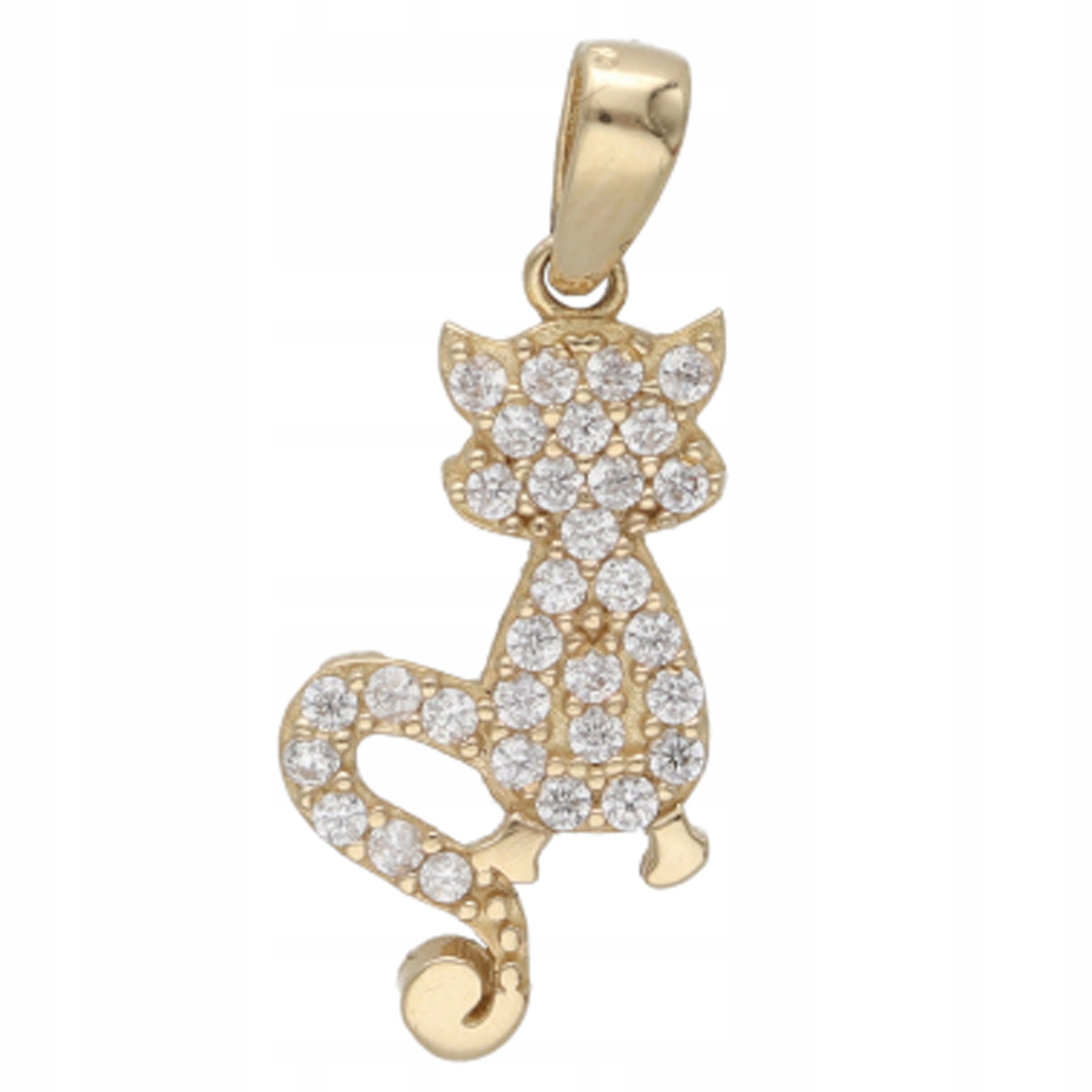 Zlatý přívěsek 585 kočička se zirkony, ideální jako dárek, módní vzor 14kt