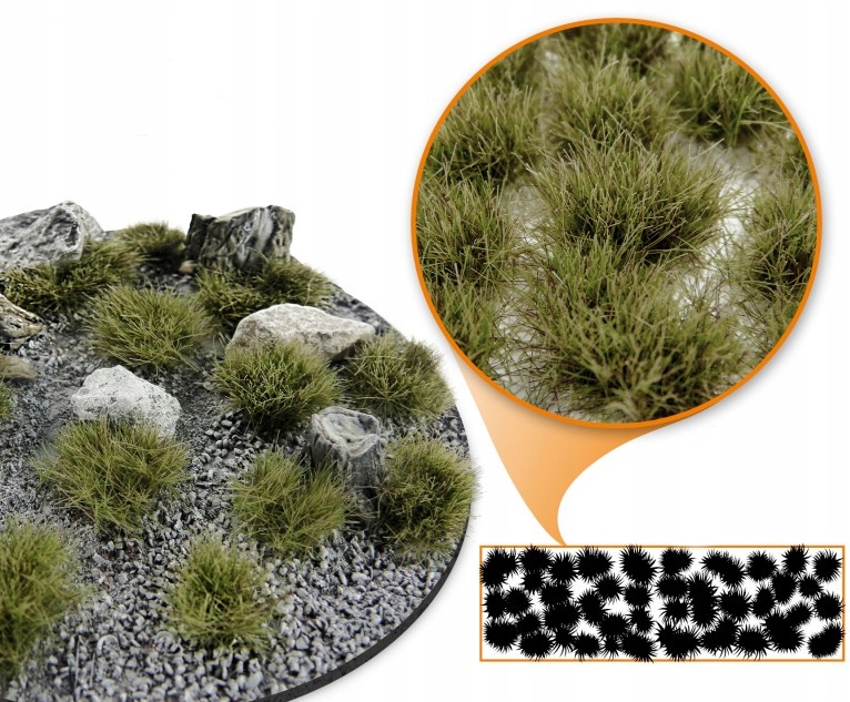 Grass Tufts - 12mm self-adhesive - Dry Green