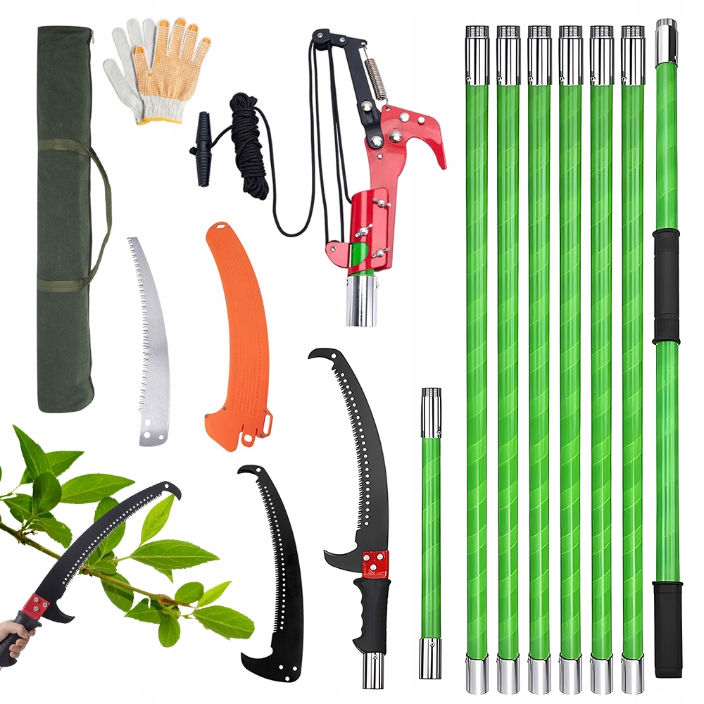 Teleskopová Pila S Nůžkami Na Prořezávání Stromů, Regulace 8 M, Zelená