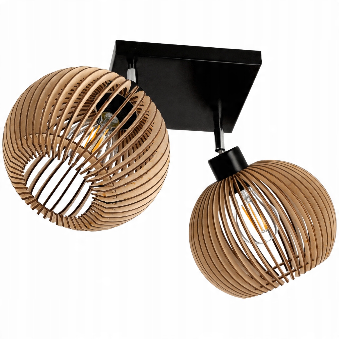 

Lampa Led Do Pokoju Sufitowa 2xE27 Drewniana