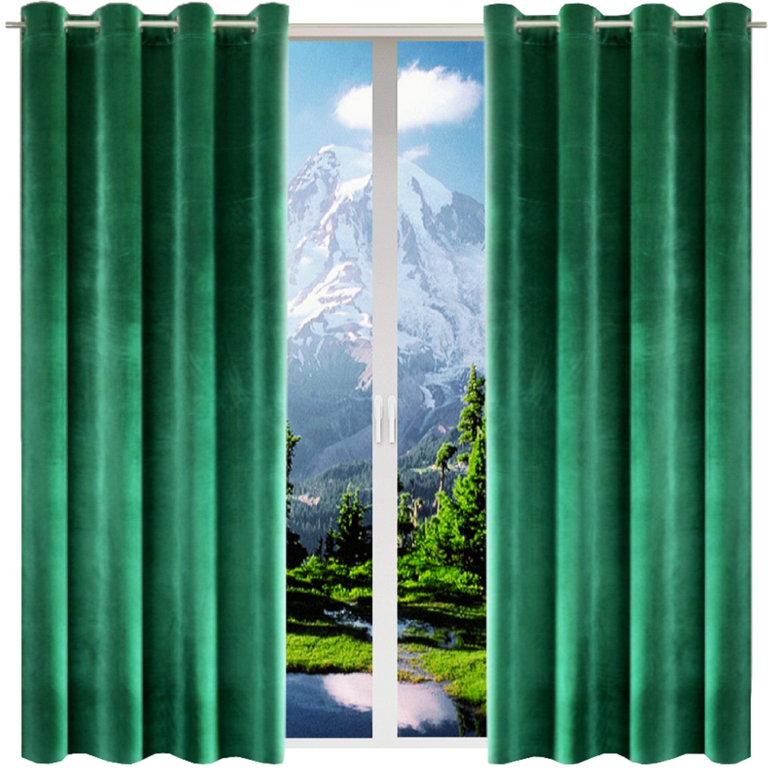 Závěsy hotové samet 140x230 na průchodkách Komplet na velurových kolečkách