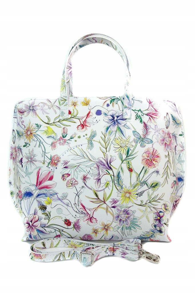 

Włoska vera pelle shopper bag A4 kokarda kwiaty