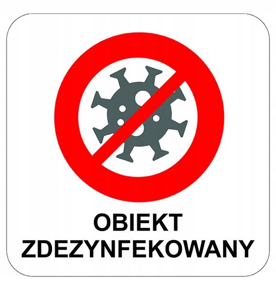 NAKLEJKA NA SZYBĘ 20 cm obiekt zdezynfekowany