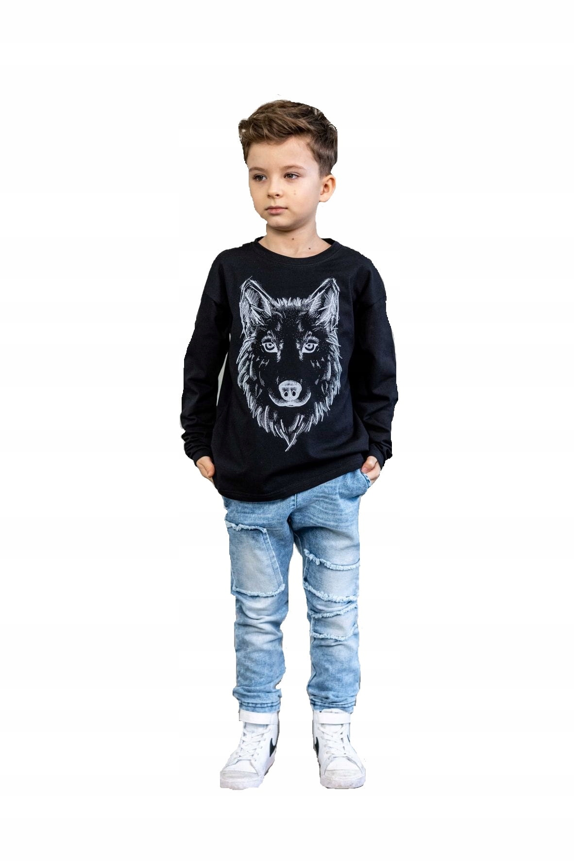 

Czarna bluzka long z wilkiem Mash Mnie 152 158