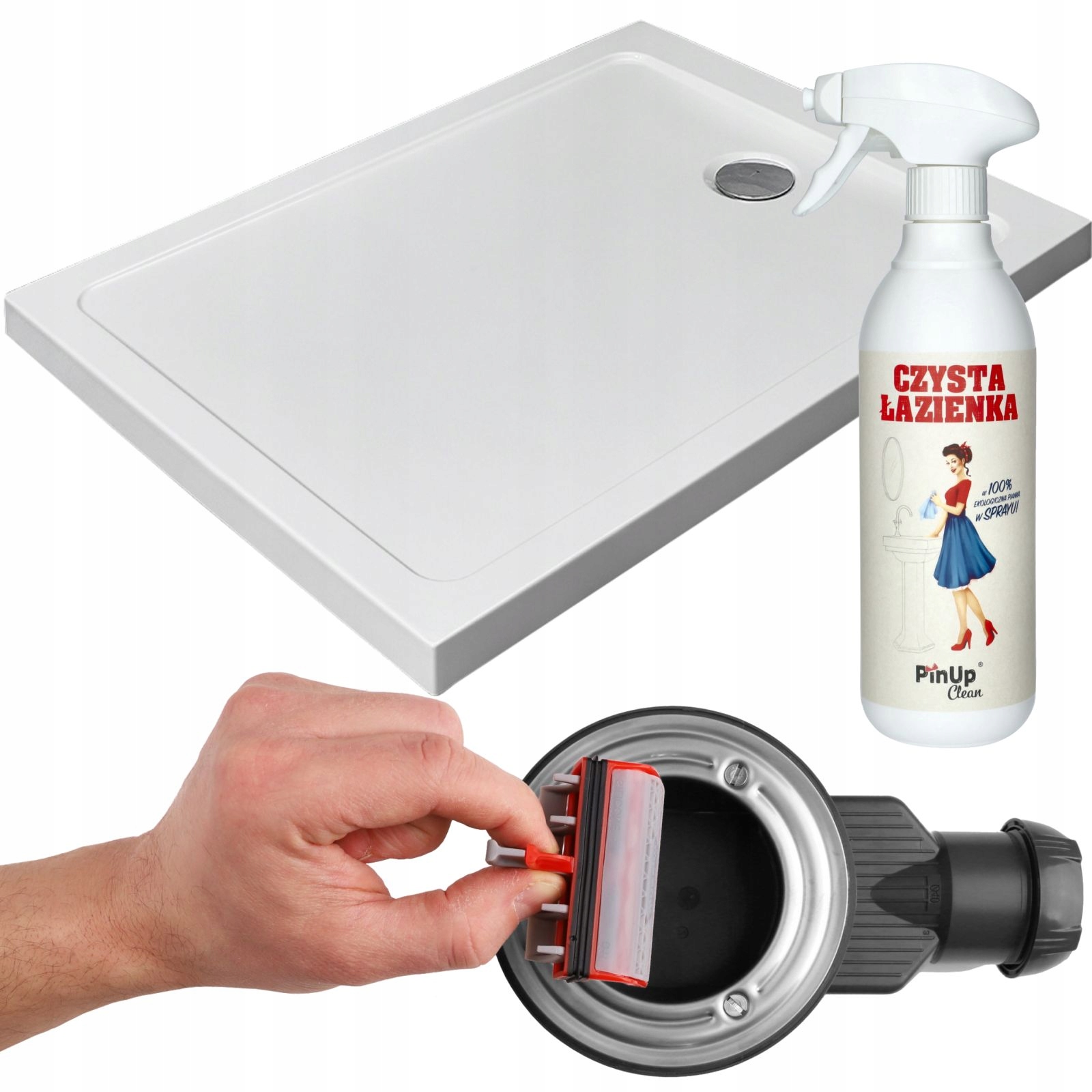 Brodzik 100x70 prysznicowy prostokątny biały akrylowy syfon Ultra Slim