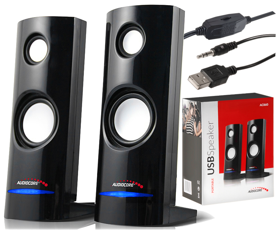 Компьютерные колонки 2.0 USB MINIJACK для компьютера ноутбука AUDIOCORE AC860