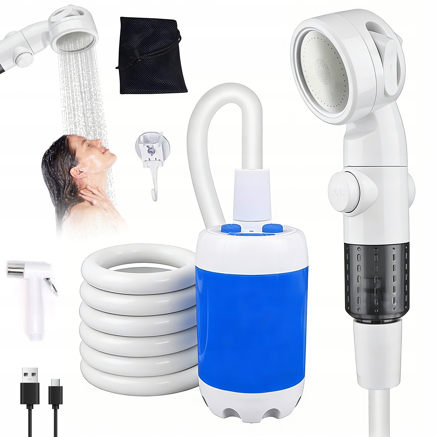 przenośny prysznic turystyczny kempingowy elektryczny pompa 4000mah