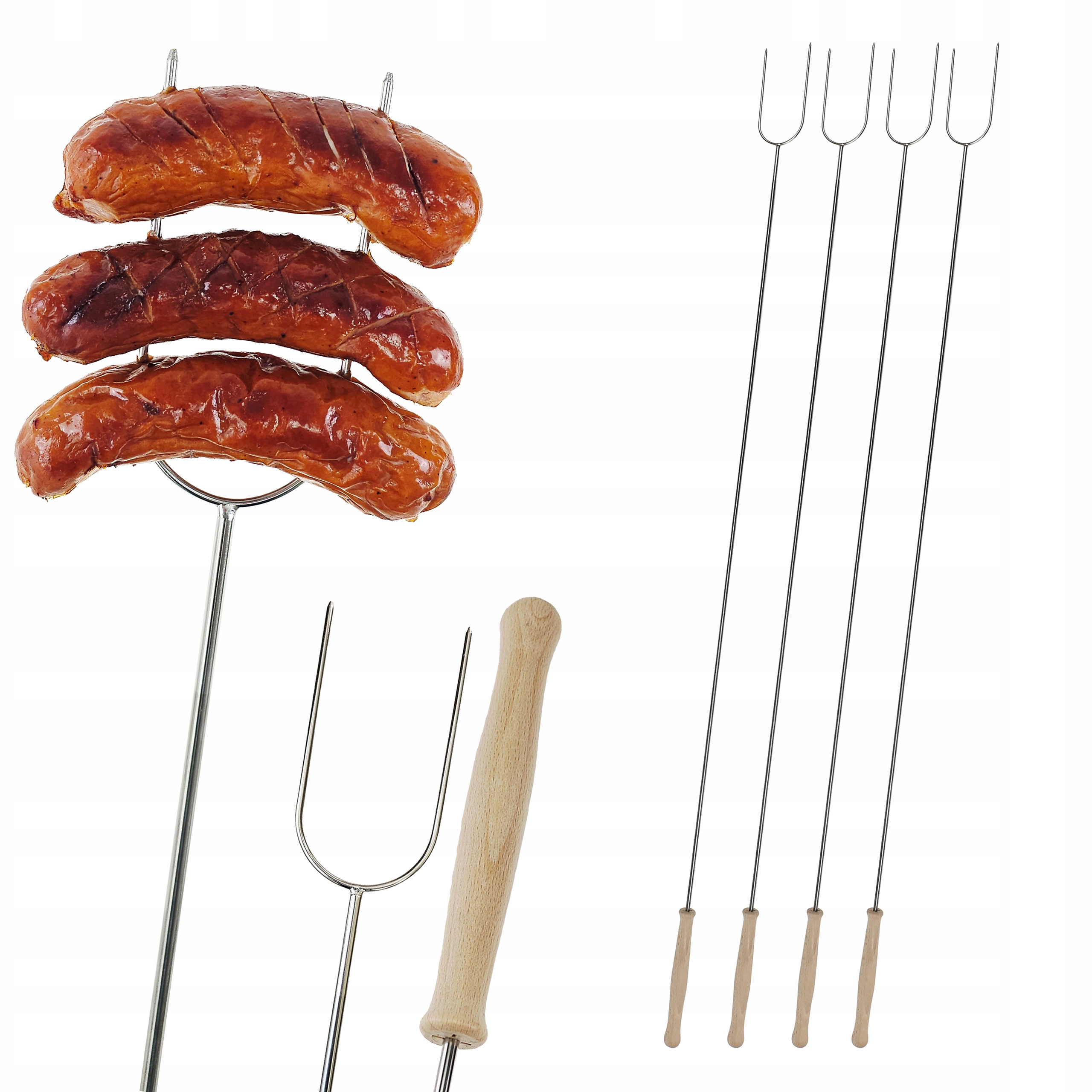Kije ogniskowe nierdzewne 115cm do kiełbasek na ognisko kijki widełki grill