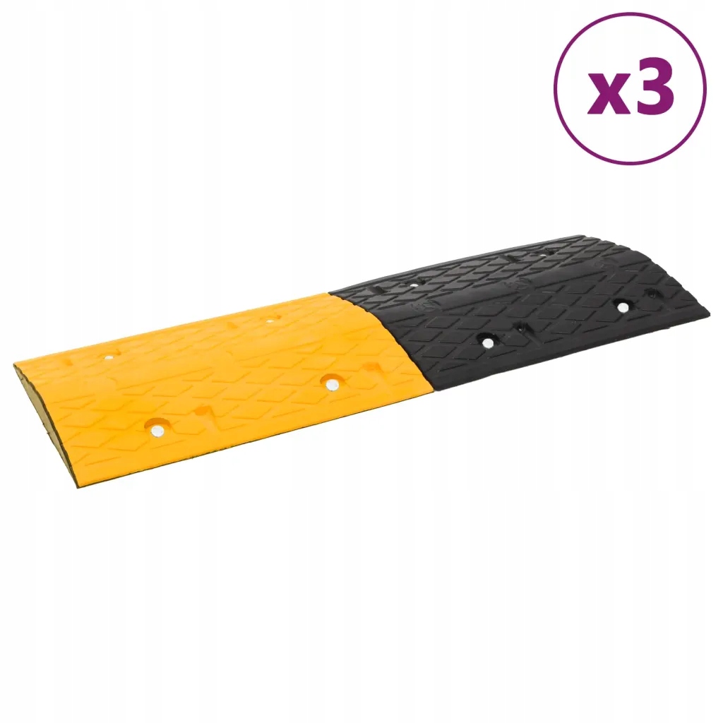 Zpomalovací prahy 3 ks žluté a černé 97 x 32,5 x 4 cm pryž 3157043