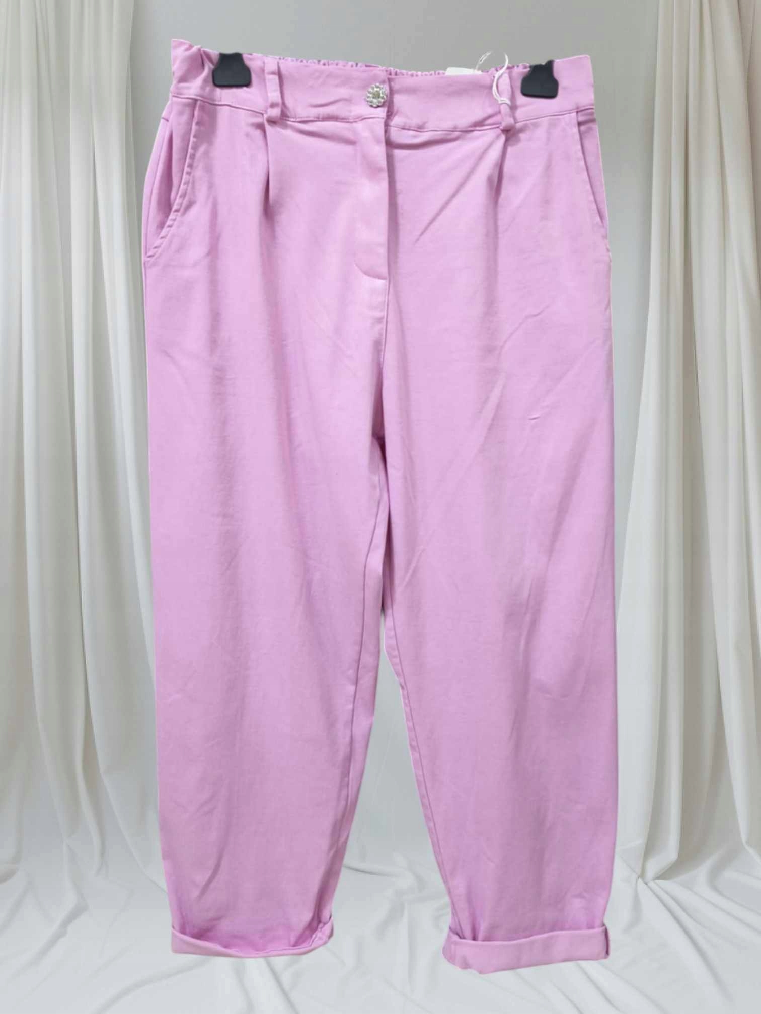 Kalhoty Livan's růžové elastické knoflíky expres uni velké XL, 2XL, 3XL