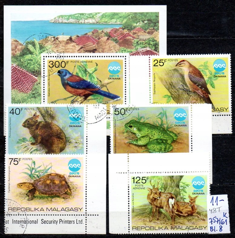 Madagaskar 48 T , nr 757/ 61 , blok 8 , komplet