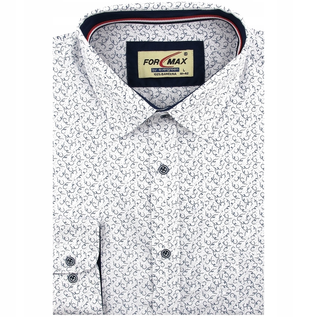 Koszula Męska Wizytowa do garnituru biała we wzorki Regular J904