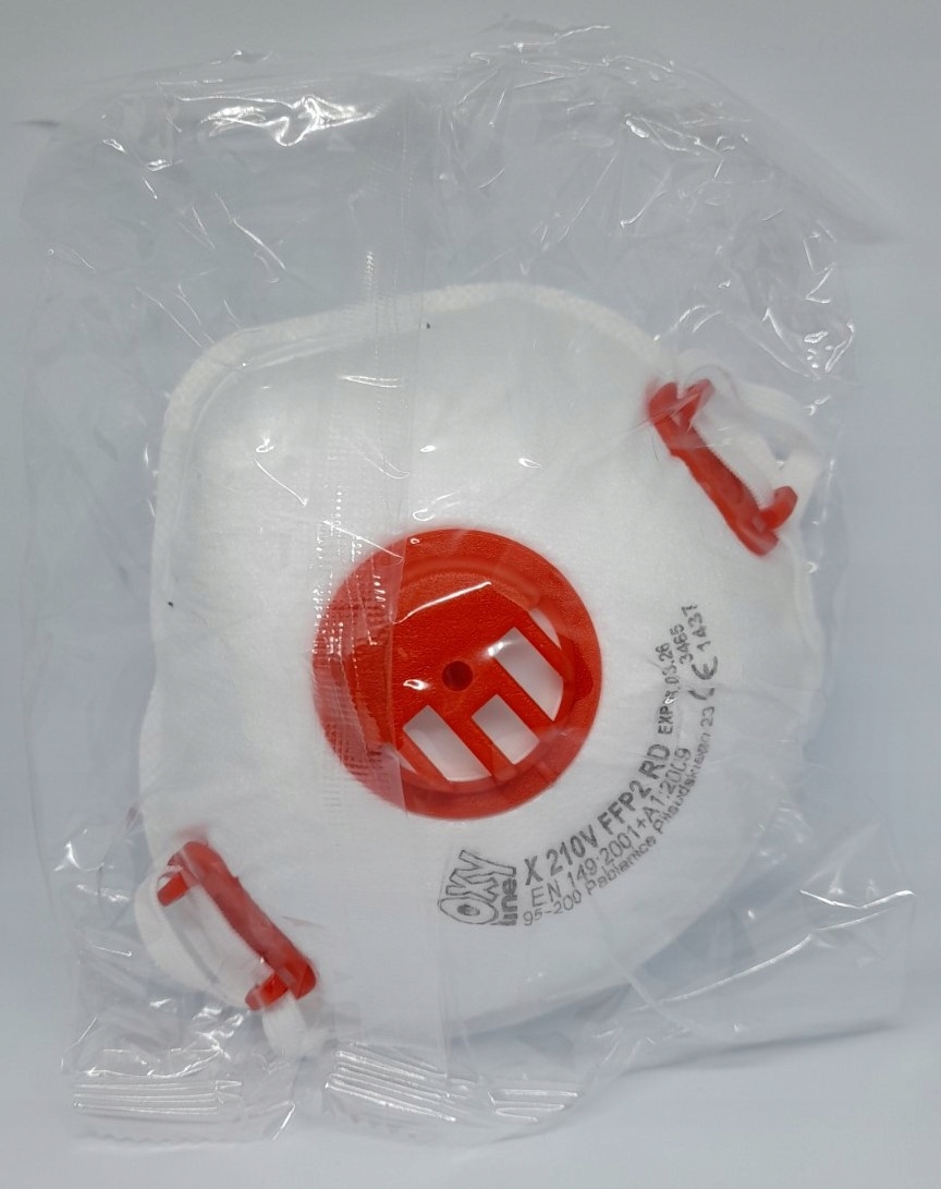 PÓŁMASKA MASKA FILTRUJĄCA PYŁOWA FFP2 OxyLine PL maseczka z zaworkiem Model X 210 V