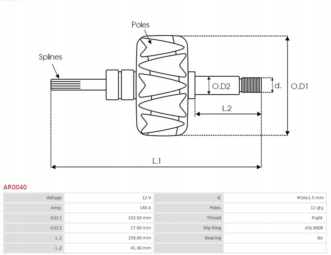 AST AR0040 WIRNIK ALTERNATORA / BOSCH -> SZT AUTO Producent części AS-PL