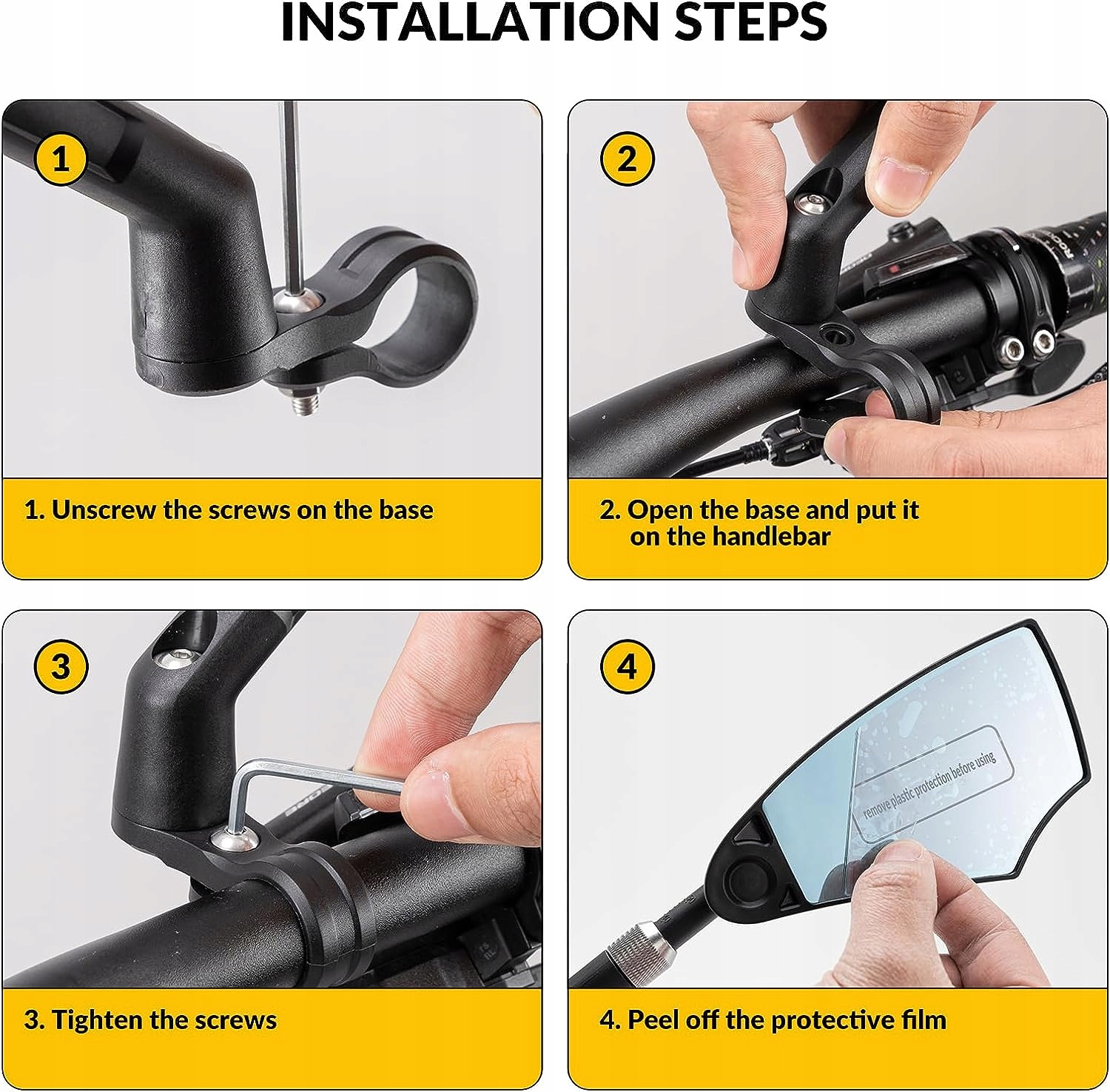 ROCKBROS Lusterko Rowerowe Wsteczne Składane 360°Obrotowe Lewe Rodzaj uniwersalne