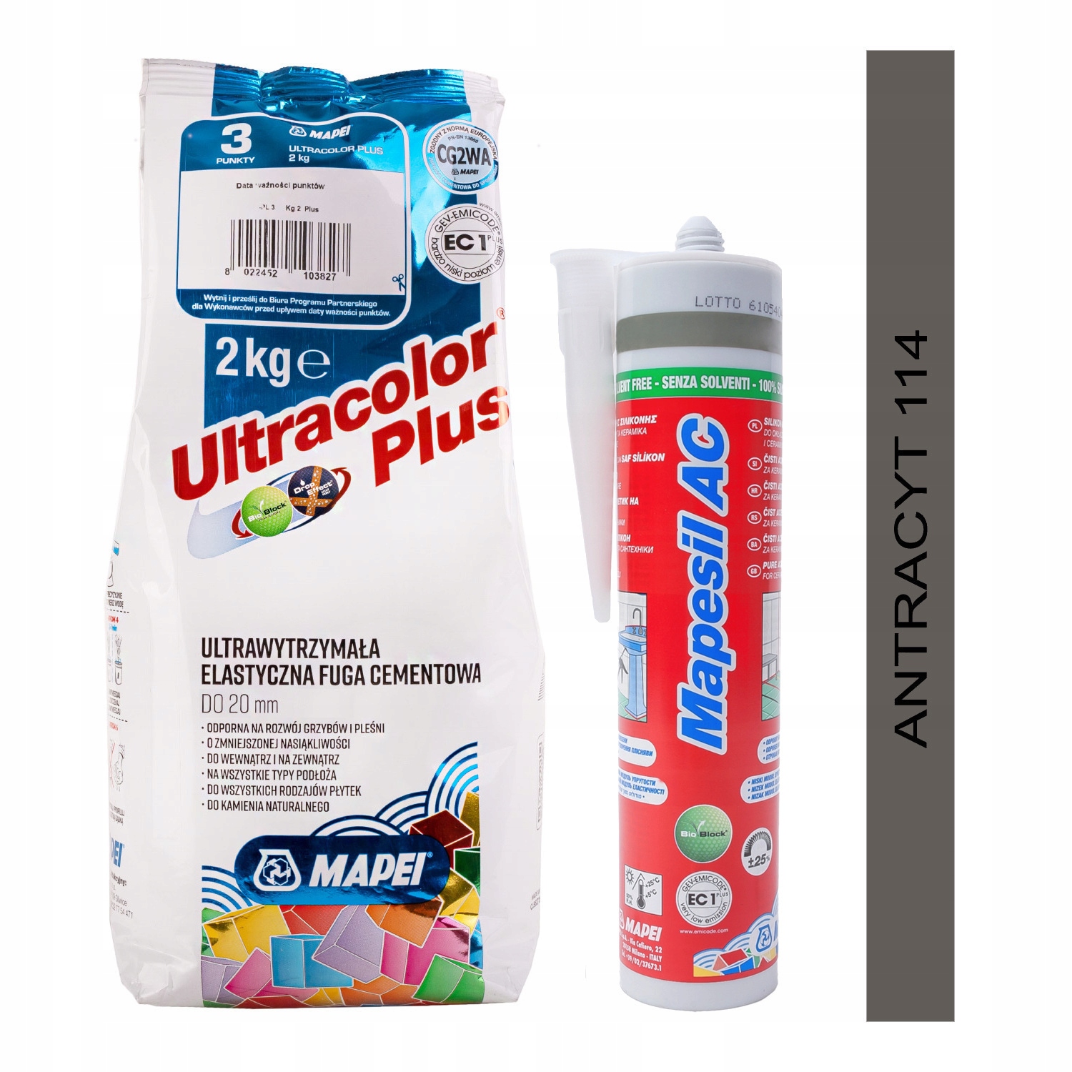 

Fuga Mapei Ultracolor 2 kg silikon antracyt 114