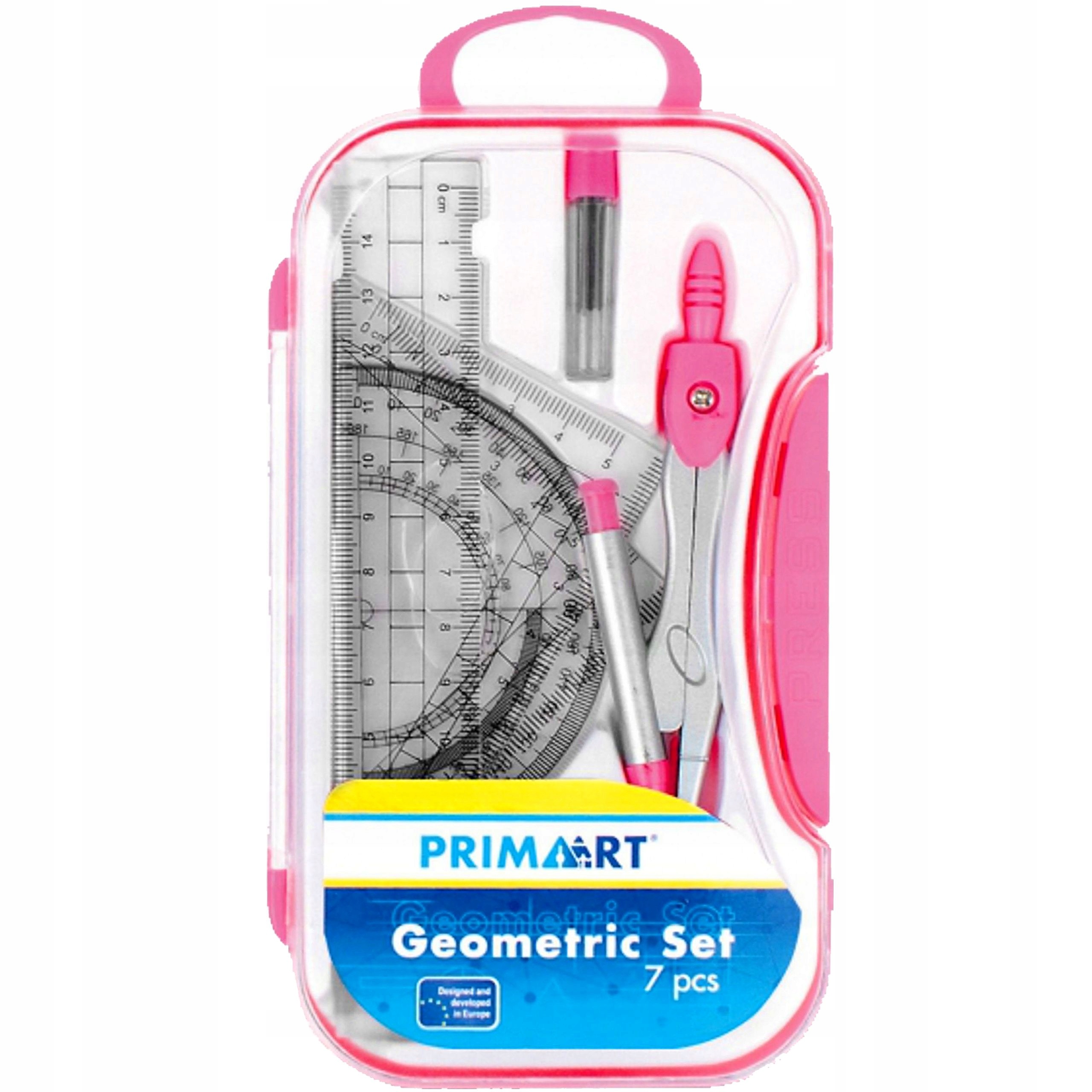 ZESTAW GEOMETRYCZNY SZKOLNY 7 ELEMENTÓW CYRKIEL LINIJKA KĄTOMIERZ 2 EKIERKI Kod producenta 5903246435597