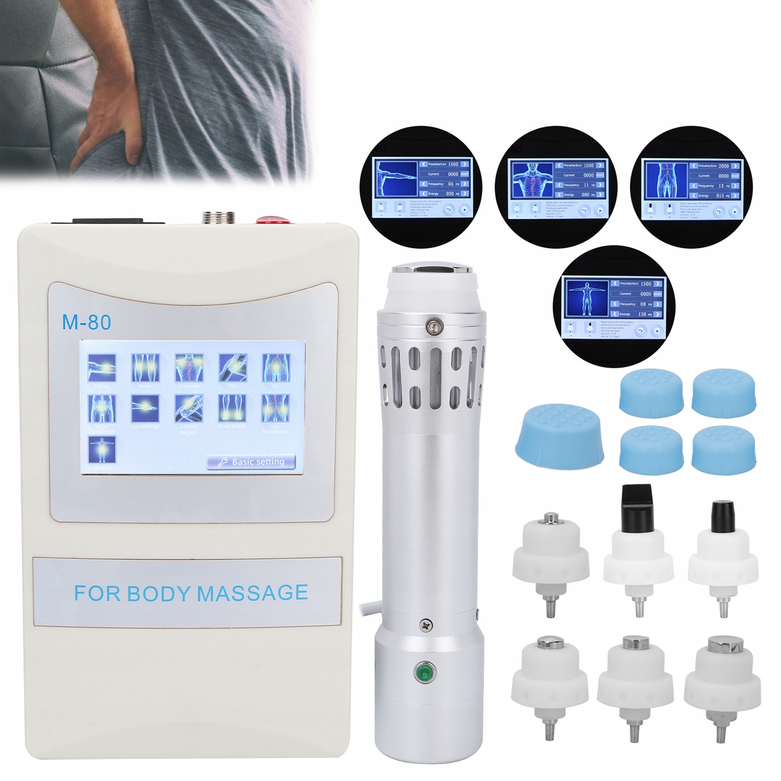 Fala uderzeniowa masażer masaż mięśni ciała profesjonalny m80 walizka