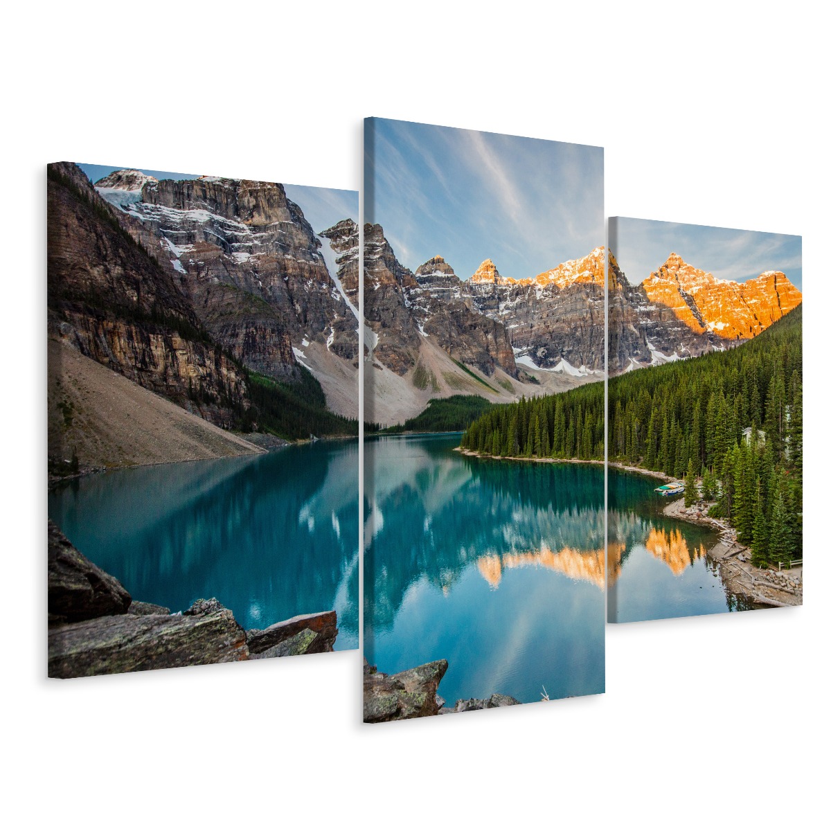 Obraz Triptych Jezero v horách Stromy 3D 150x100