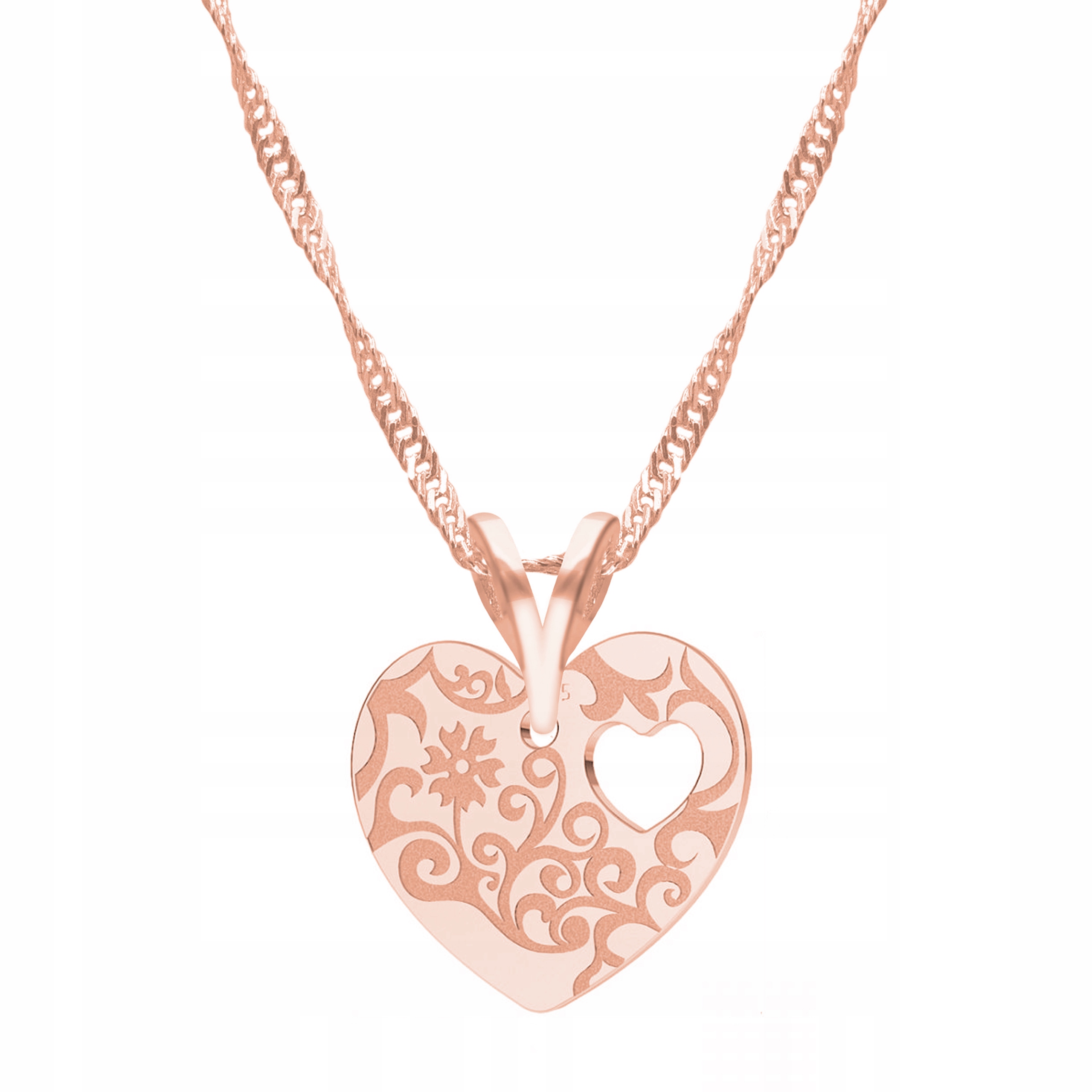 Řetízek zlatý náhrdelník 925 Srdce Vyřezávané