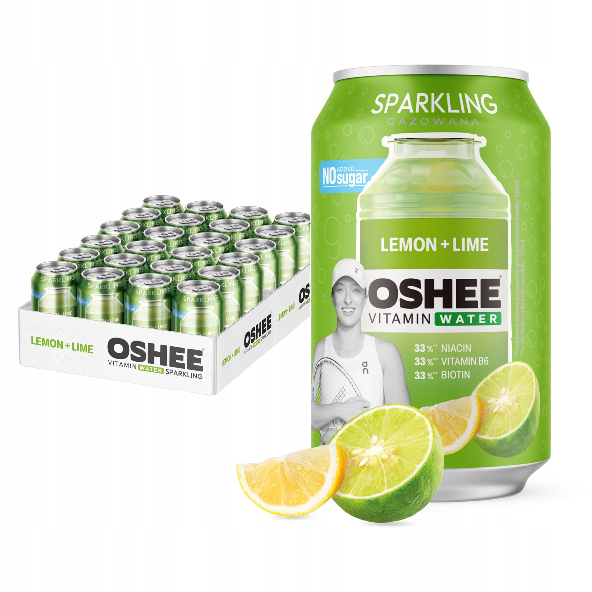 24x Oshee Vitamin Water Sparkling cytryna limonka 330 ml
