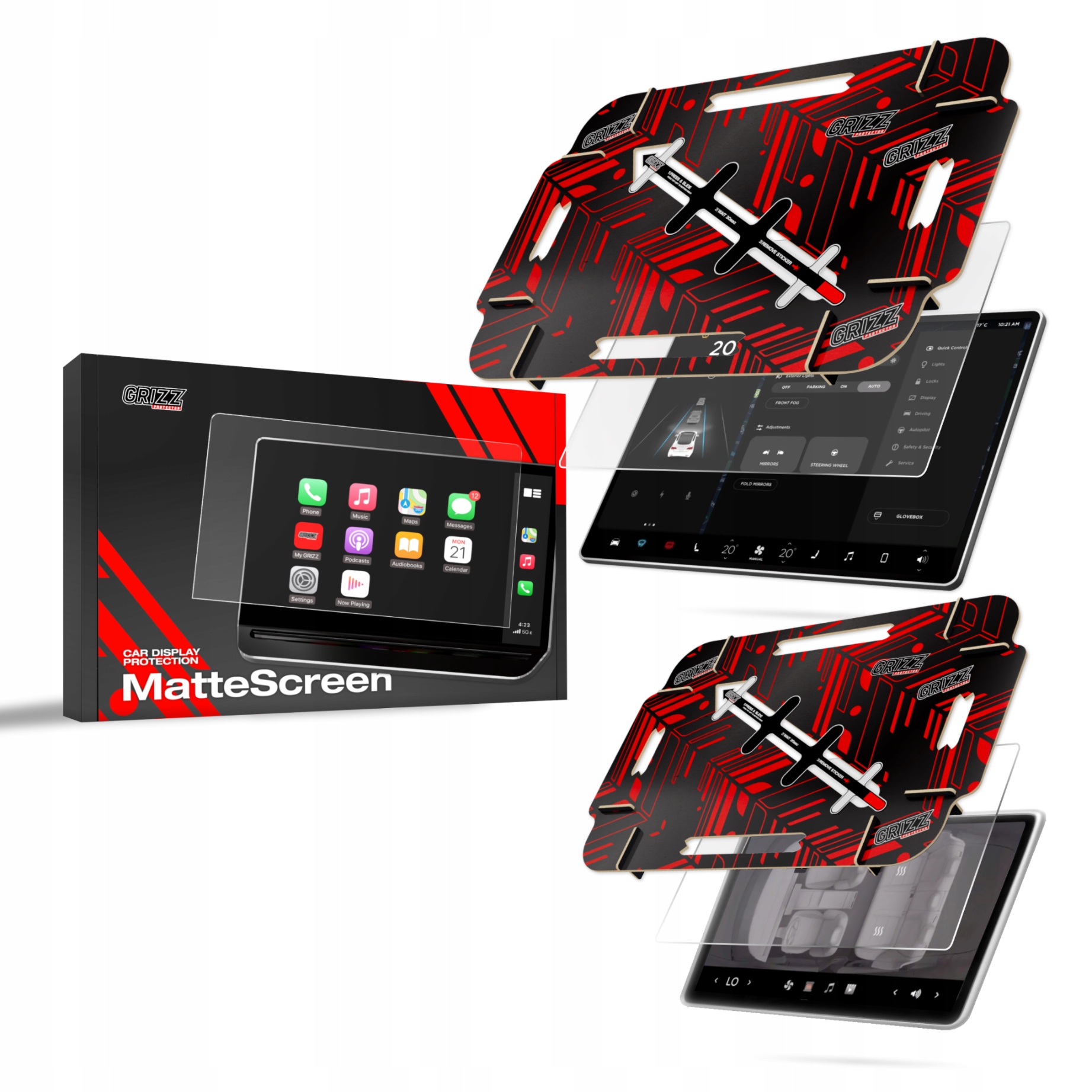2in1 Grizz MatteScreen Easy do Tesla Model 3 Highland (2023-2025)