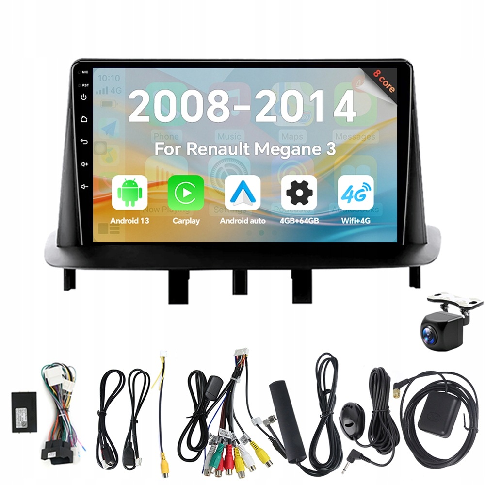 2Din autorádio s Androidom 13 pre Renault Megane 3 Fluence Samsung SM3 2008-2014