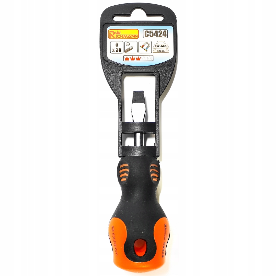 ŚRUBOKRĘT WKRĘTAK PŁASKI KRÓTKI 6x38mm MAGNETYCZNY SOLIDNY RICHMANN C5424 Kod producenta c5424