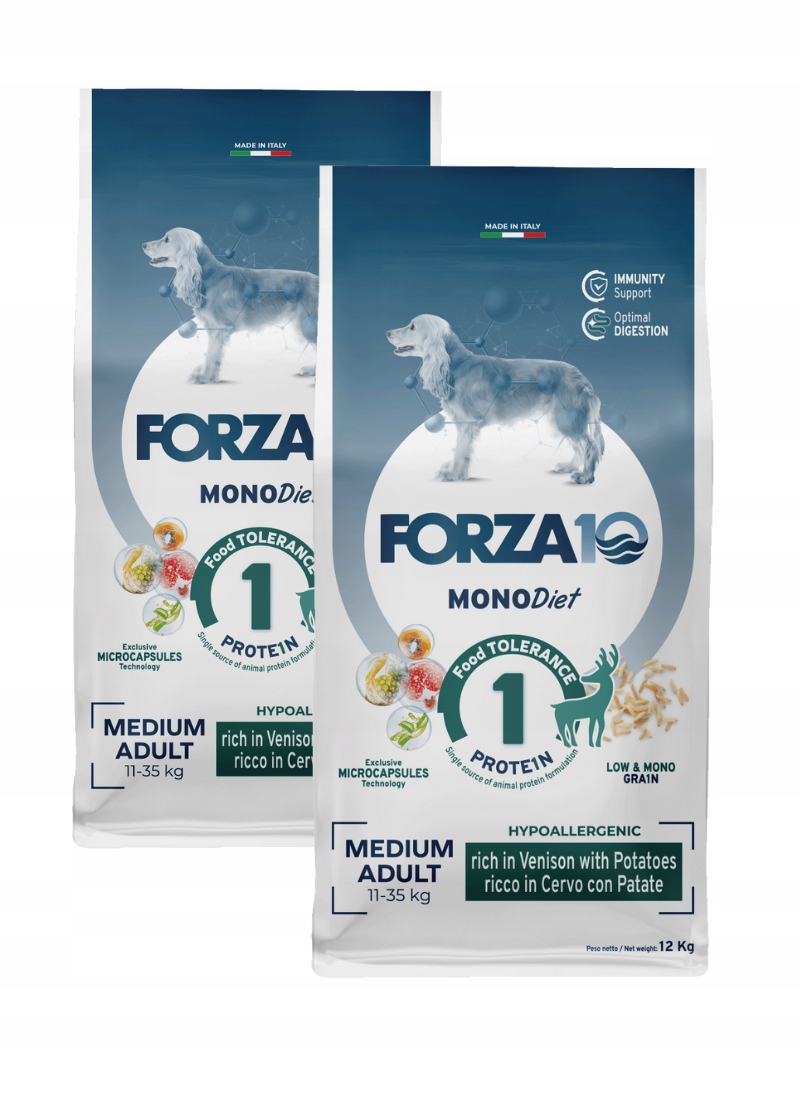 Forza10 Medium MonoDiet bohatý na jelena, hypoalergenní pes, 2x12 kg