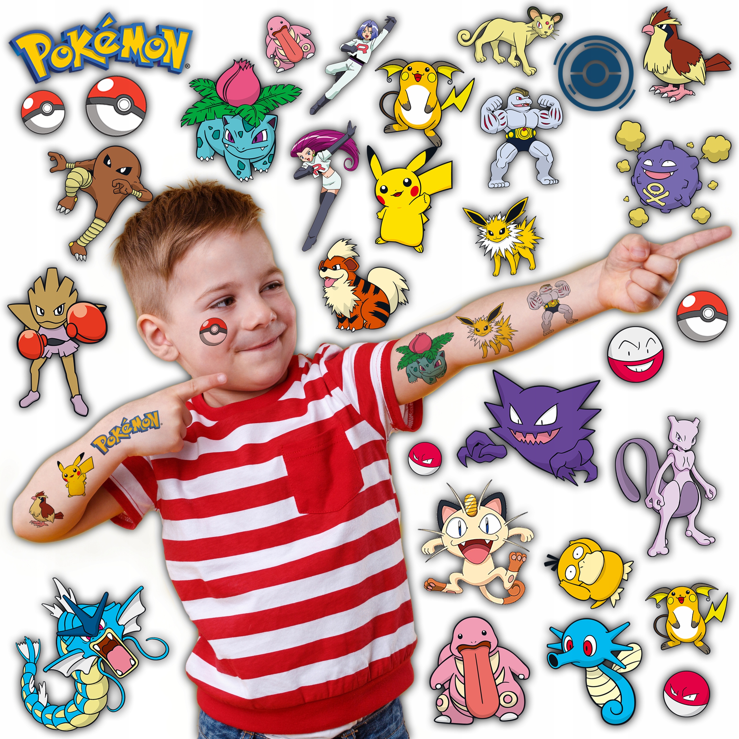 TATUAŻE ZMYWALNE POKEMON PIKACHU - WIELE WZORÓW