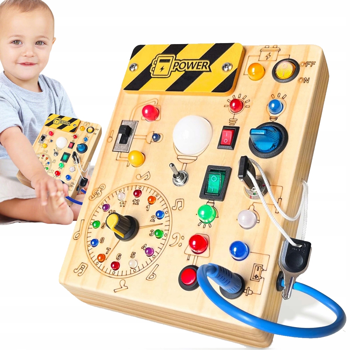 Tablica manipulacyjna sensoryczna Montessori edukacyjna dla dzieci z drewna