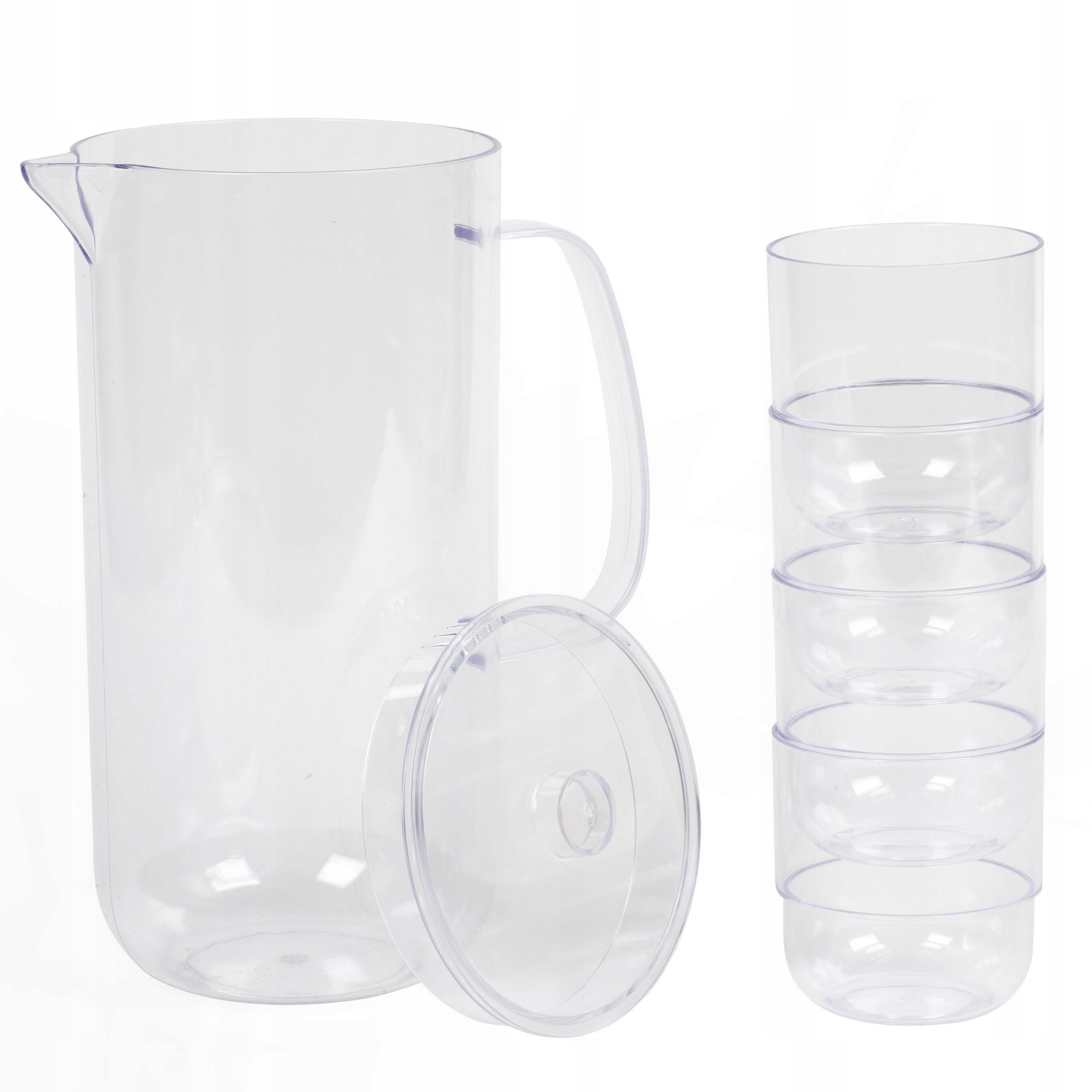 ZESTAW DZBANEK + 4 SZKLANKI PLASTIKOWE WIELORAZOWE