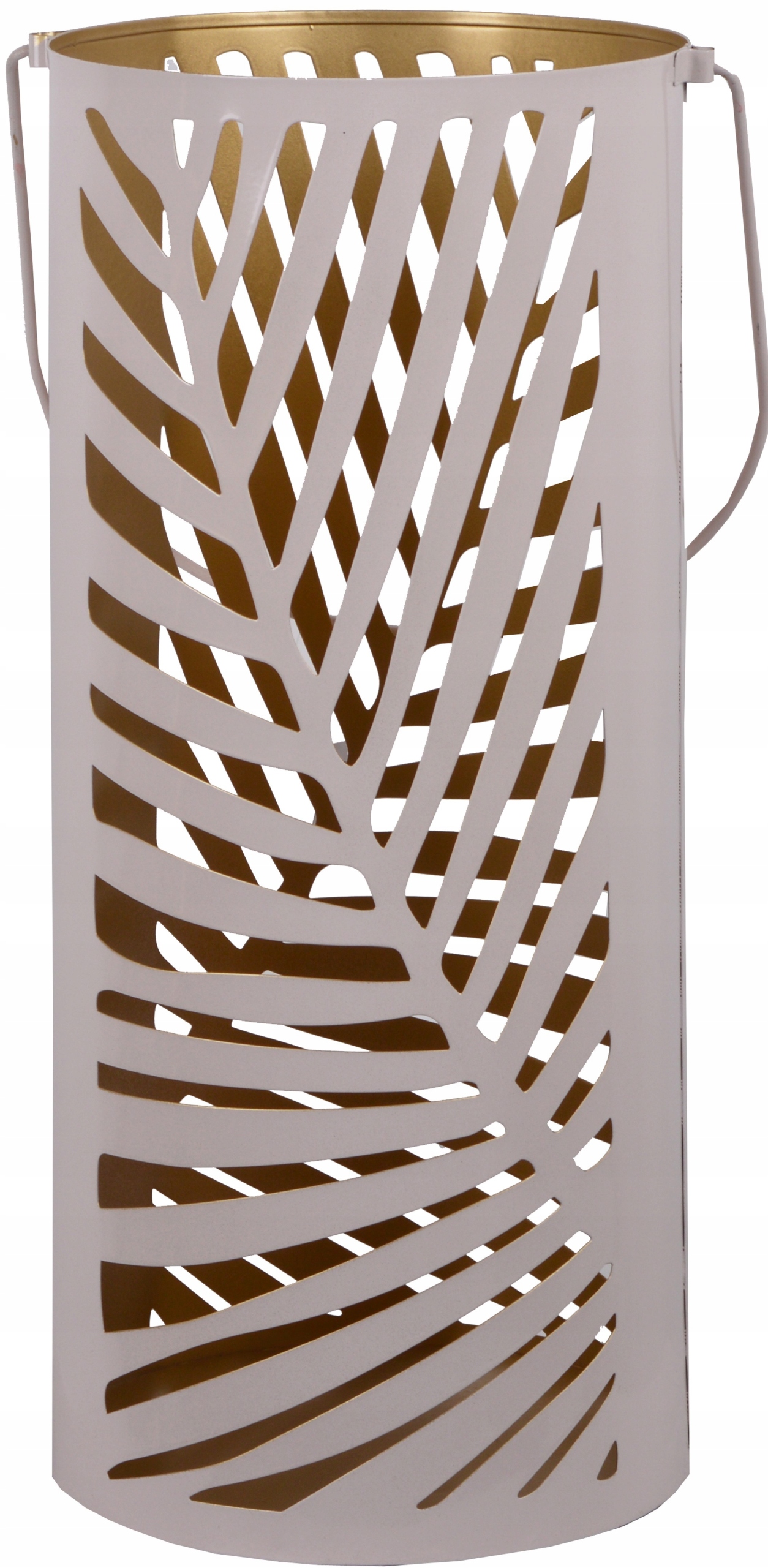 LAMPION LATARNIA PUDROWY RÓŻ METALOWY LIŚĆ PALMY