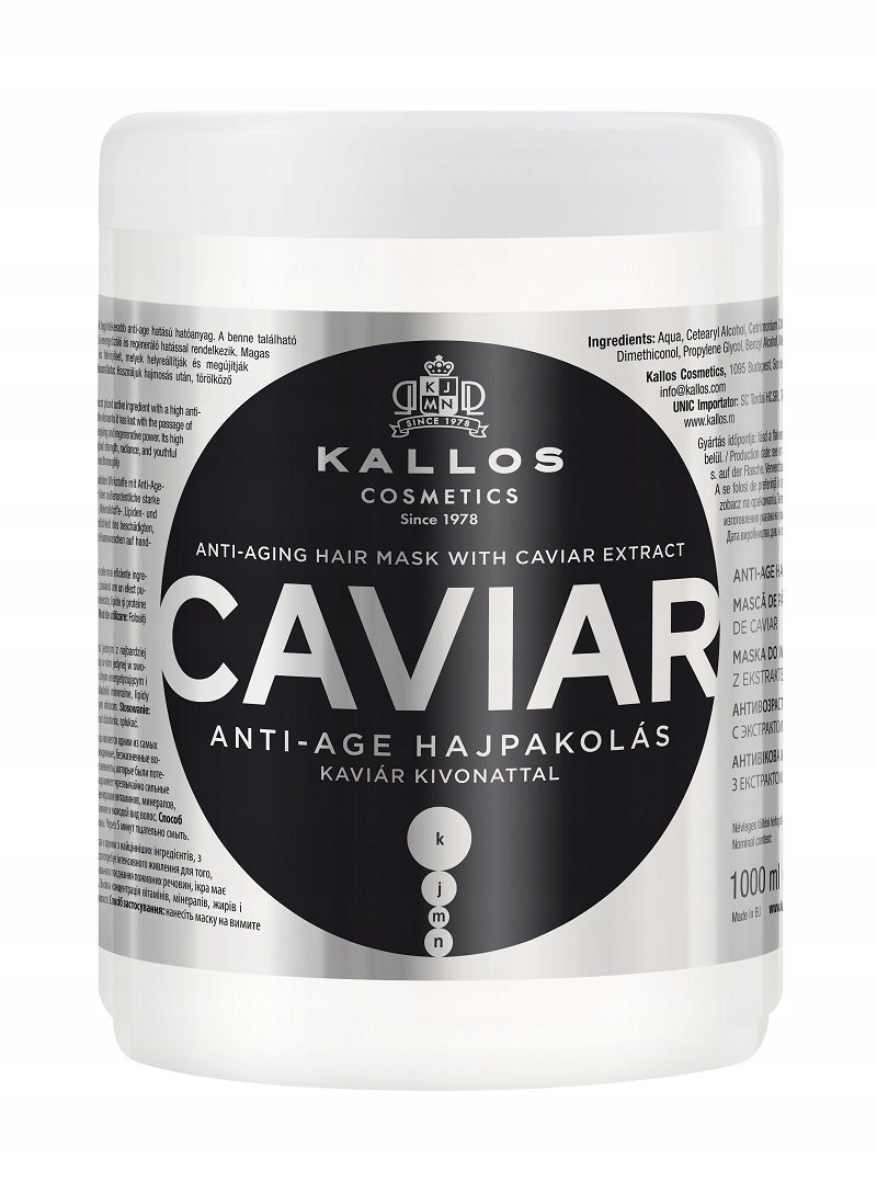 Maska na vlasy Kallos Caviar 1000 ml pro šedivé a středně porézní vlasy