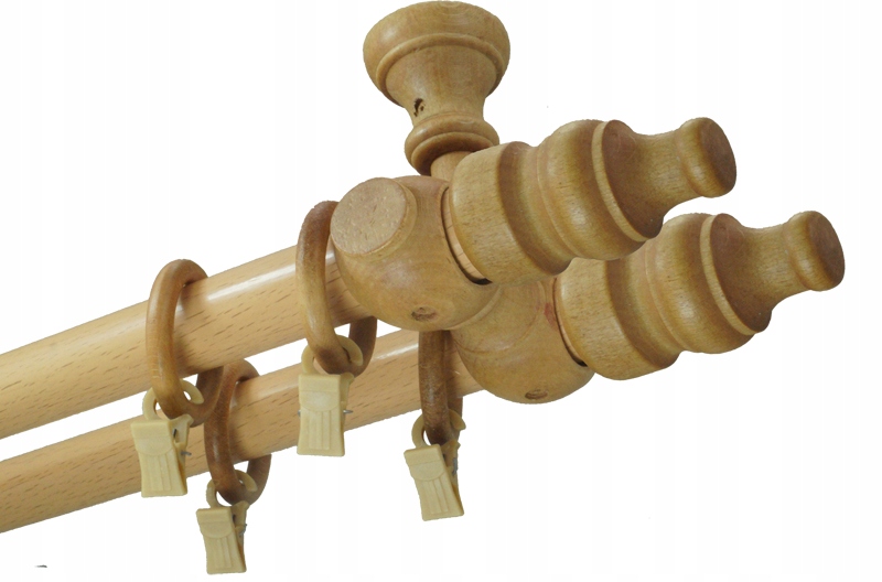 

Karnisz drewniany fi 28 Buk podwójny 2,1 m 210 cm