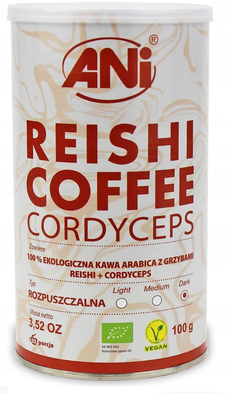 KAWA ROZPUSZCZALNA REISHI CORDYCEPS BIO 100 g - ANI