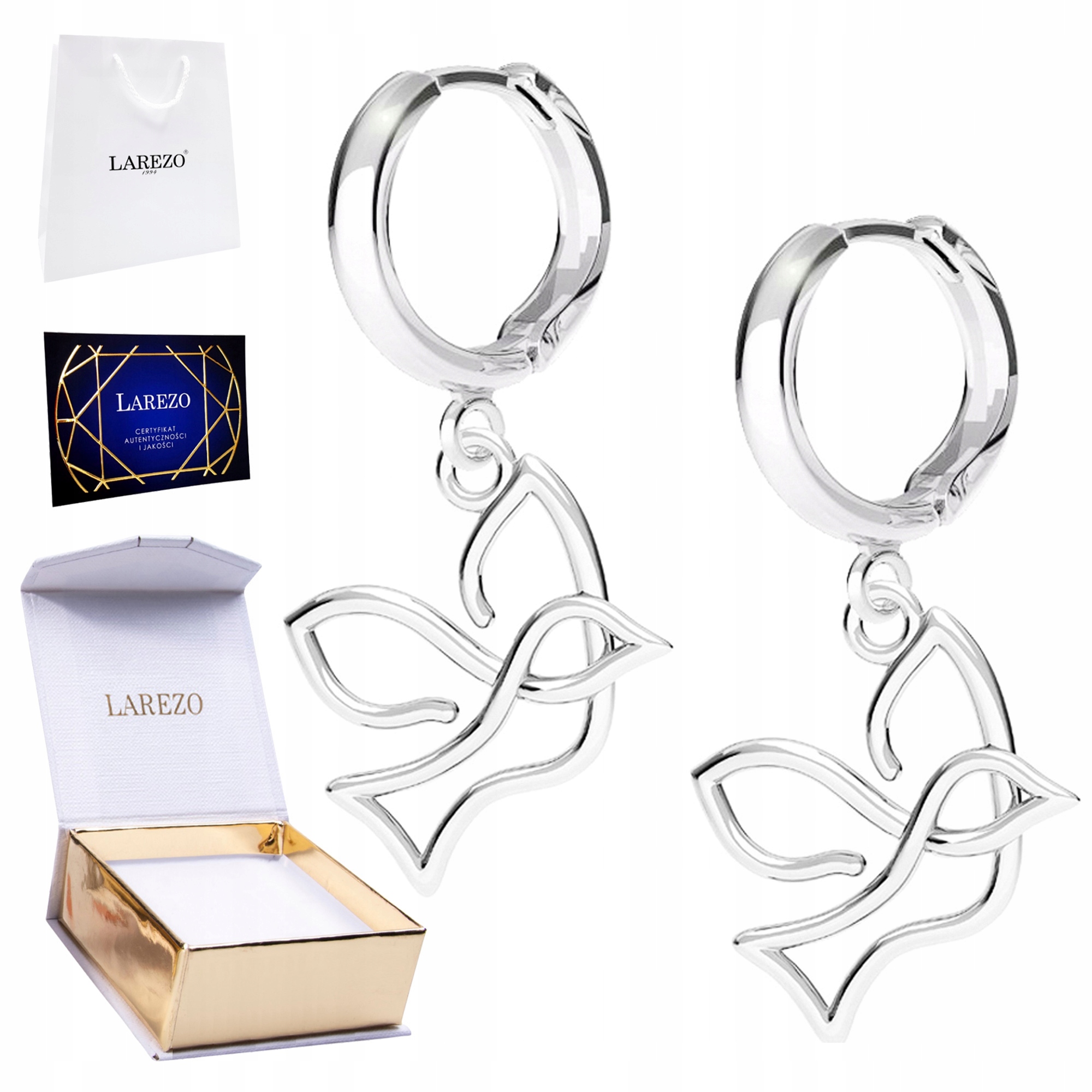 Stříbrné Náušnice 925 Ažurový pták Ptáci Vlaštovky Ptáček s vlaštovkou Ptákem