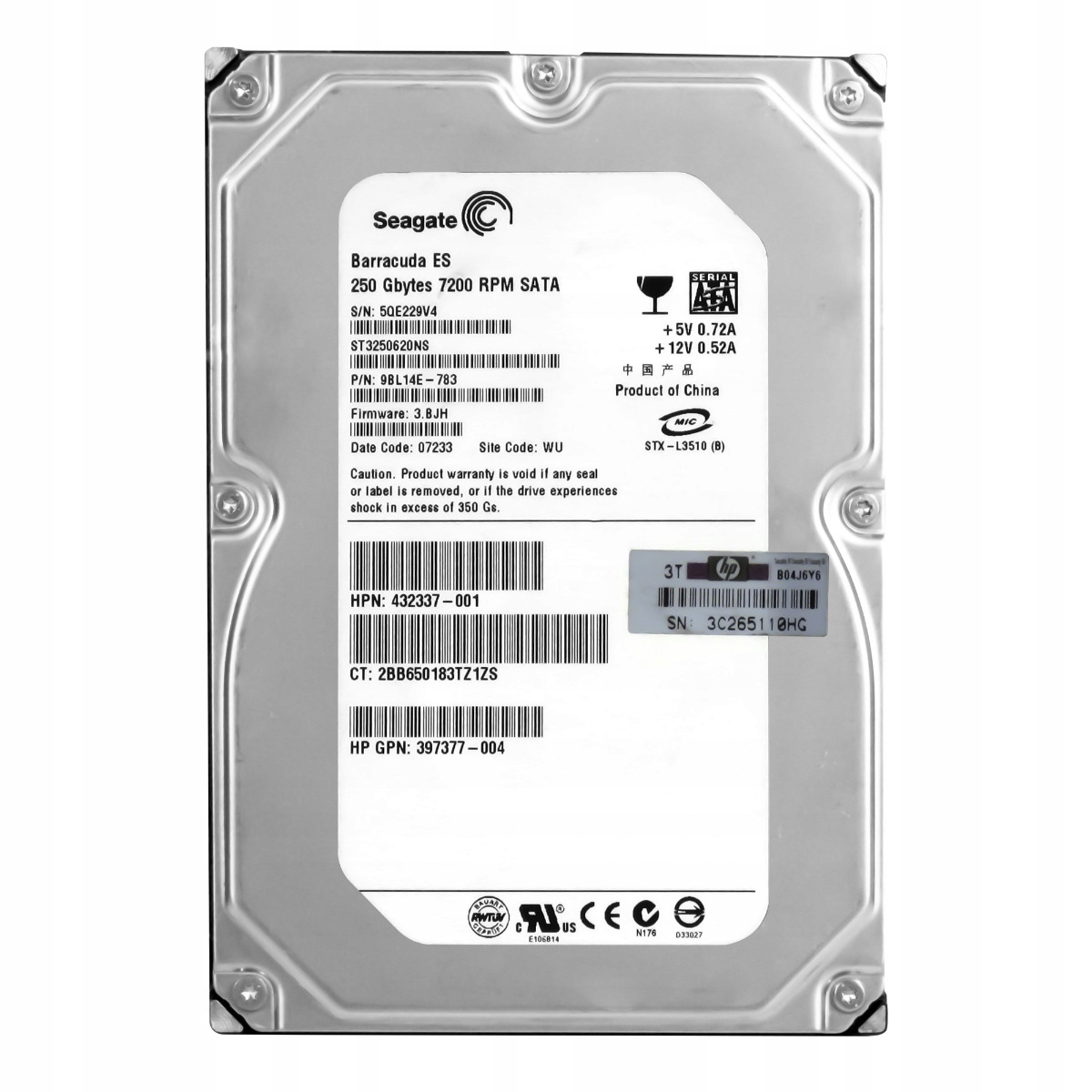 Hp 432337-001 250GB 7.2K 16MB Sata II 3.5'' ST3250620NS